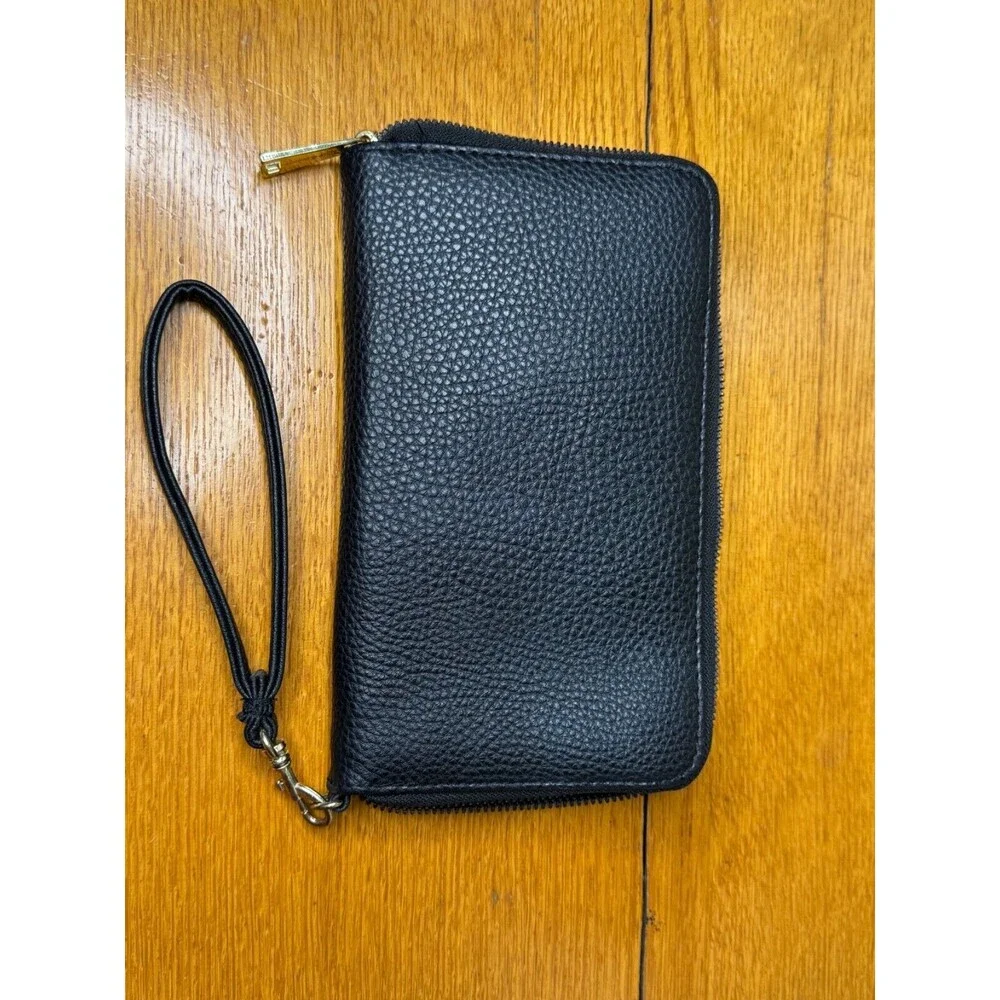 JUICY COUTURE Love Me Not Black Zip-Around Wallet Wristlet